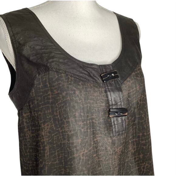 Vera Cristina Brown Printed Silk Shorts Tank Top Set Medium 10 - Picture 3 of 11